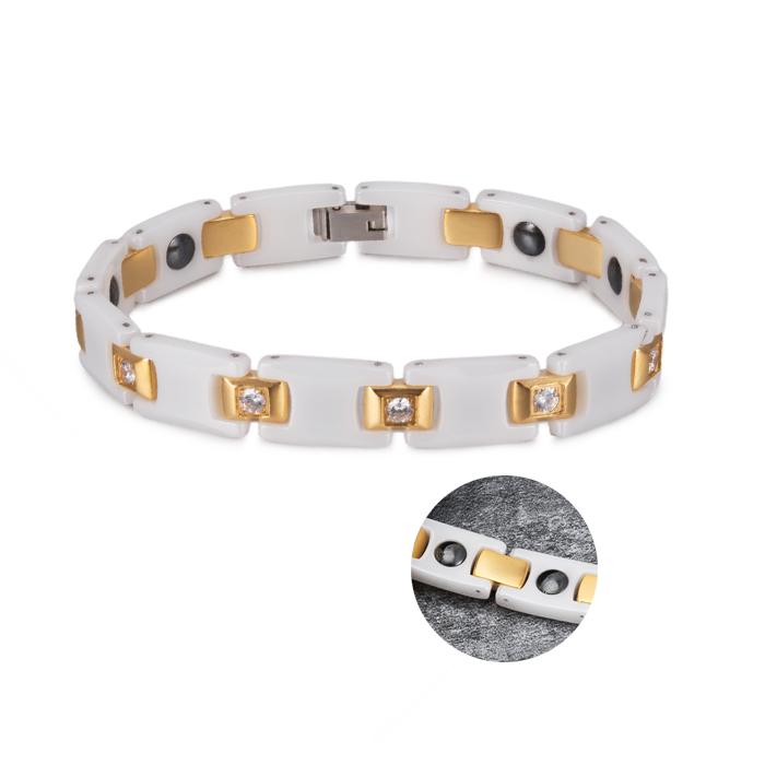 Ikuinen Armbänder für Frauen Kette Gold-farbe AAA CZ Stein Armband Frau Gesundheit Energie Hämatit Keramik Armbänder Femme Schmuck gold/silber