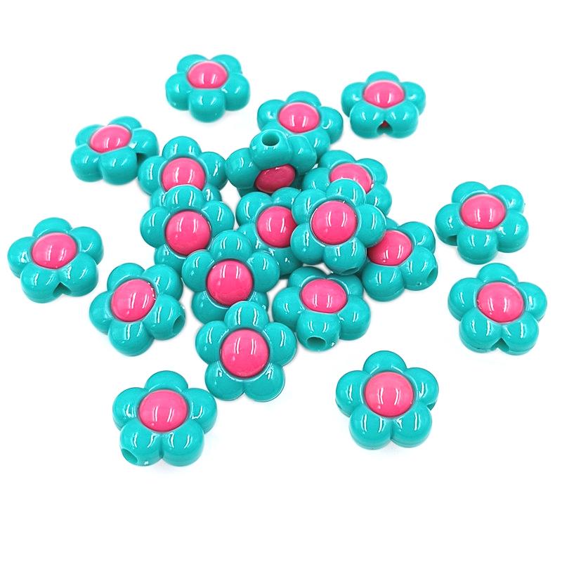 10 Stück einfarbige Acryl-Blumen-lose Perlen, kreative Anhänger, Modeschmuck, Zubehör für die Herstellung von Armbändern und Halsketten grün