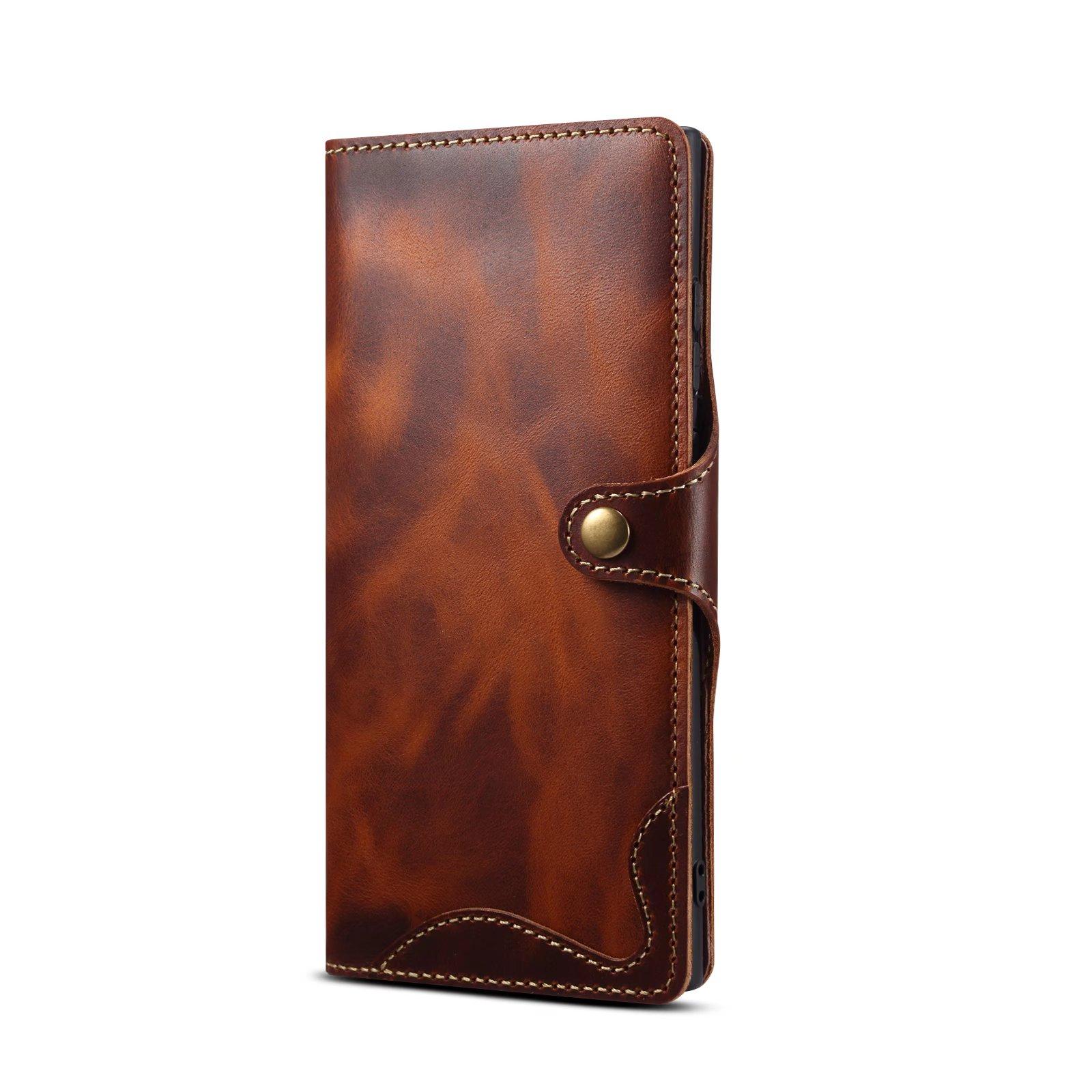 100% Echtes Rindsleder Hülle Für Samsung Galaxy S25 Ultra S24 FE S23 S22 S21 Plus Note 9 10 20 Vintage Kartenfach Brieftasche Cover Galaxy Note 10 braun