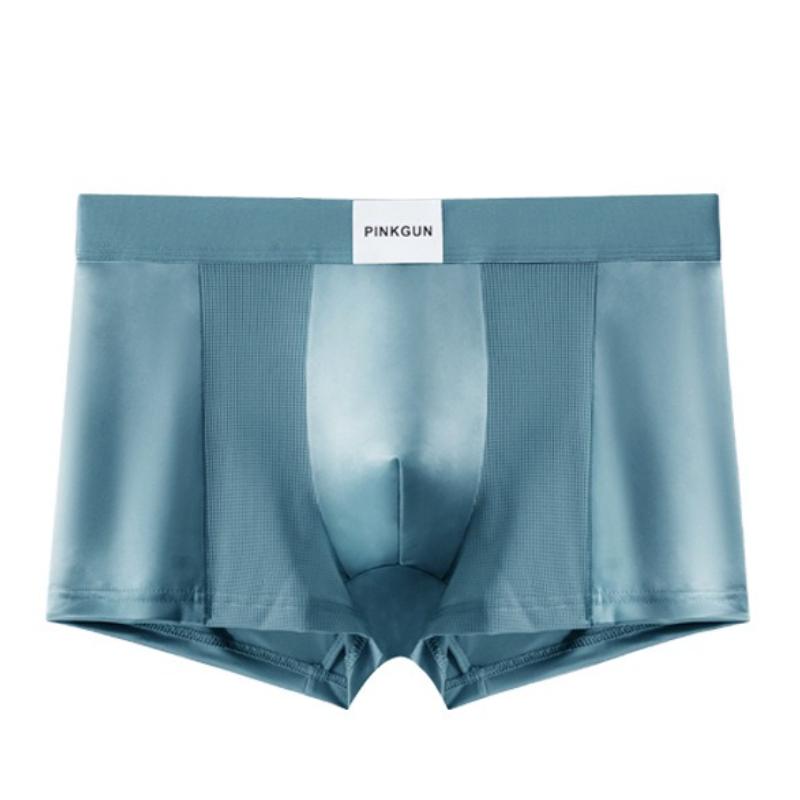 Herren Unterwäsche Boxer Eis Seide Nahtlose Boxer Mesh Weiche Atmungsaktive Shorts Unterwäsche 3XL blau