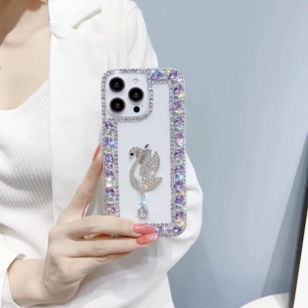 Luxuriöse Bling Strass Hülle für Samsung Galaxy S24 S23 S22 S21 S20 Ultra S23 FE A55 A35 A25 A05 A53 A54 A52 A13 A14 A15 Diamant Cover Samsung A20E violett