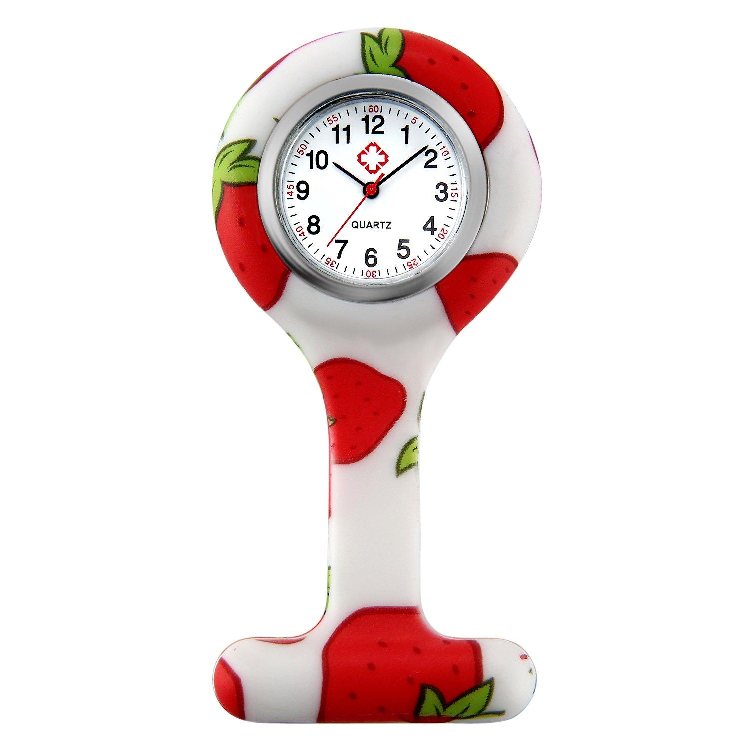 Lancardo Taschenuhr, Krankenschwesteruhr, Taschenuhr für Krankenschwestern, umgekehrte Uhr, Damen, analoge Anzeige, leicht zu lesen, süß, stilvoll, Silikon, Aufbewahrung