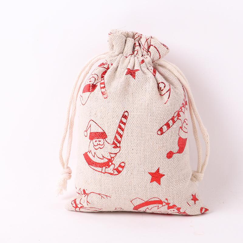 5 Stück/Set Weihnachtsgeschenktasche Kordelzugbeutel für Süßigkeiten Dessert Snacks Weihnachten Verpackungsbeutel Weihnachtsdekoration Small 13x18cm white