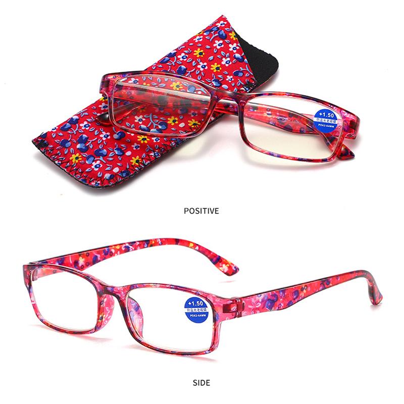 Damen-Lesebrille mit Stoffetui, blaues Licht blockierende Brille, ultraleicht, wunderschönes Brillen-Set, tolles Geschenk +1.5 rot