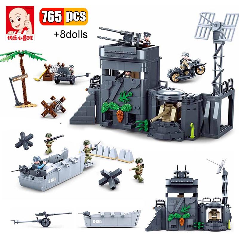 765 Stücke Militär Deutsch Armee Atlantic Fort Bausteine ​​Normandie Armee Soldat Figuren Modell Ziegel Spielzeug Geschenke Für Jungen
