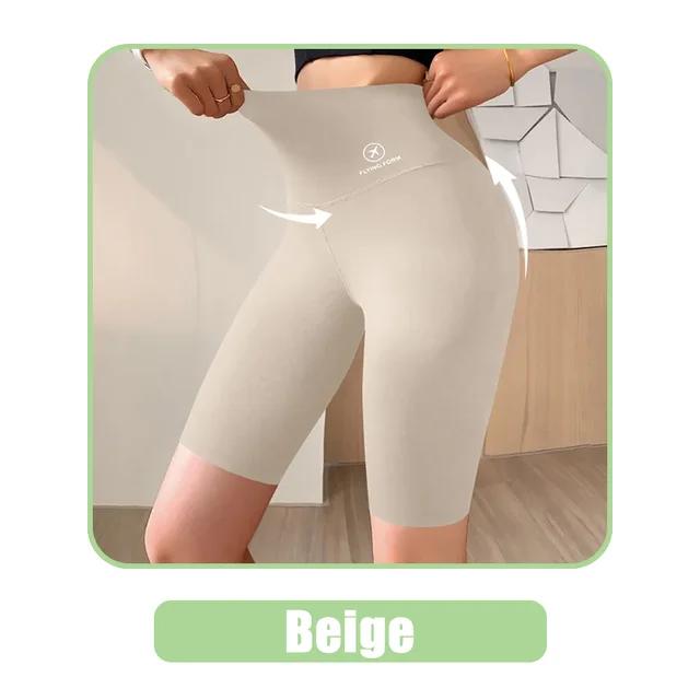 Damen Shorts Sport Shorts für Damen Neue Radfahren Jogging Fitness Hohe Taille Push Up Gym Shorts Leggings Yoga Kleidung M beige