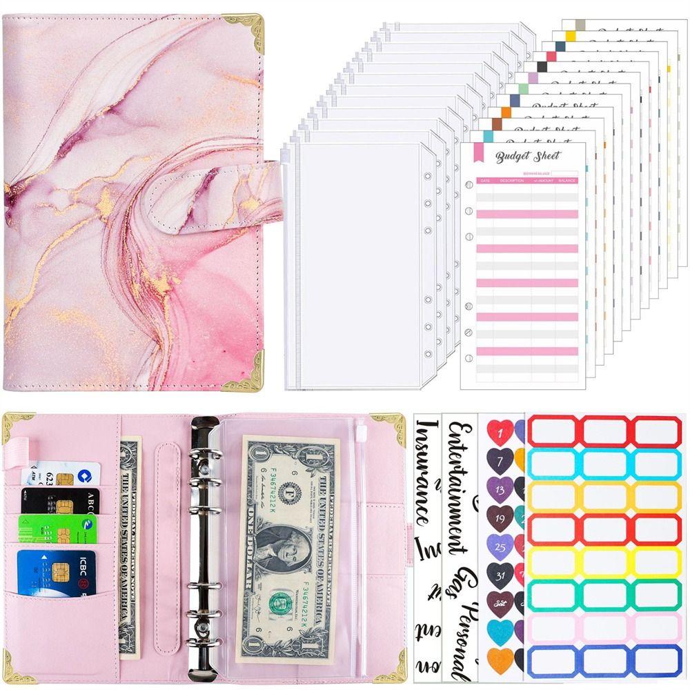 Taschen Bargeld Umschläge Bill Organizer Binder Notebook A6 Notebook Budget Binder Planer Binder Pink set
