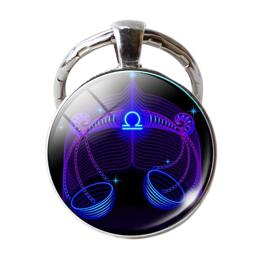 Schlüsselanhänger mit 12 Sternbildern, Sternzeichen-Anhänger, doppelseitiger Schlüsselanhänger, Schlüsselanhänger, Black Friday-Geschenke Libra