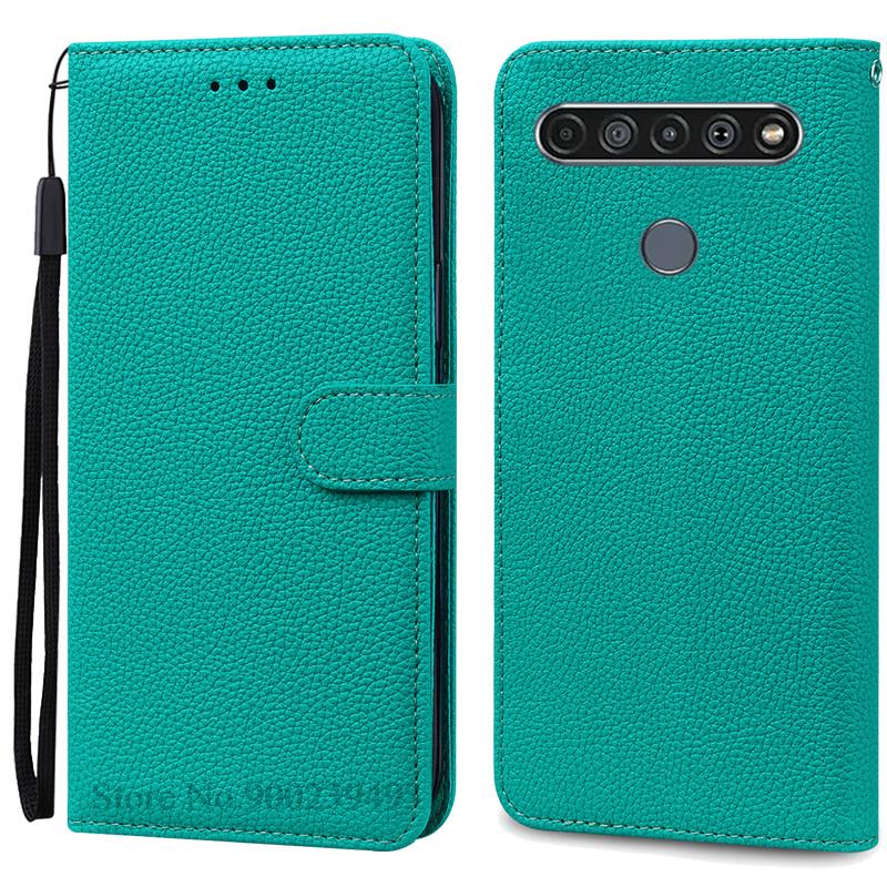 Für LG K61 Hülle Weiche Silikon Leder Brieftasche Flip Case Für LG K61 Hülle Coque Für Fundas LG K61 LGK61 K 61 Handyhüllen Schale for LG K61 cyanblau