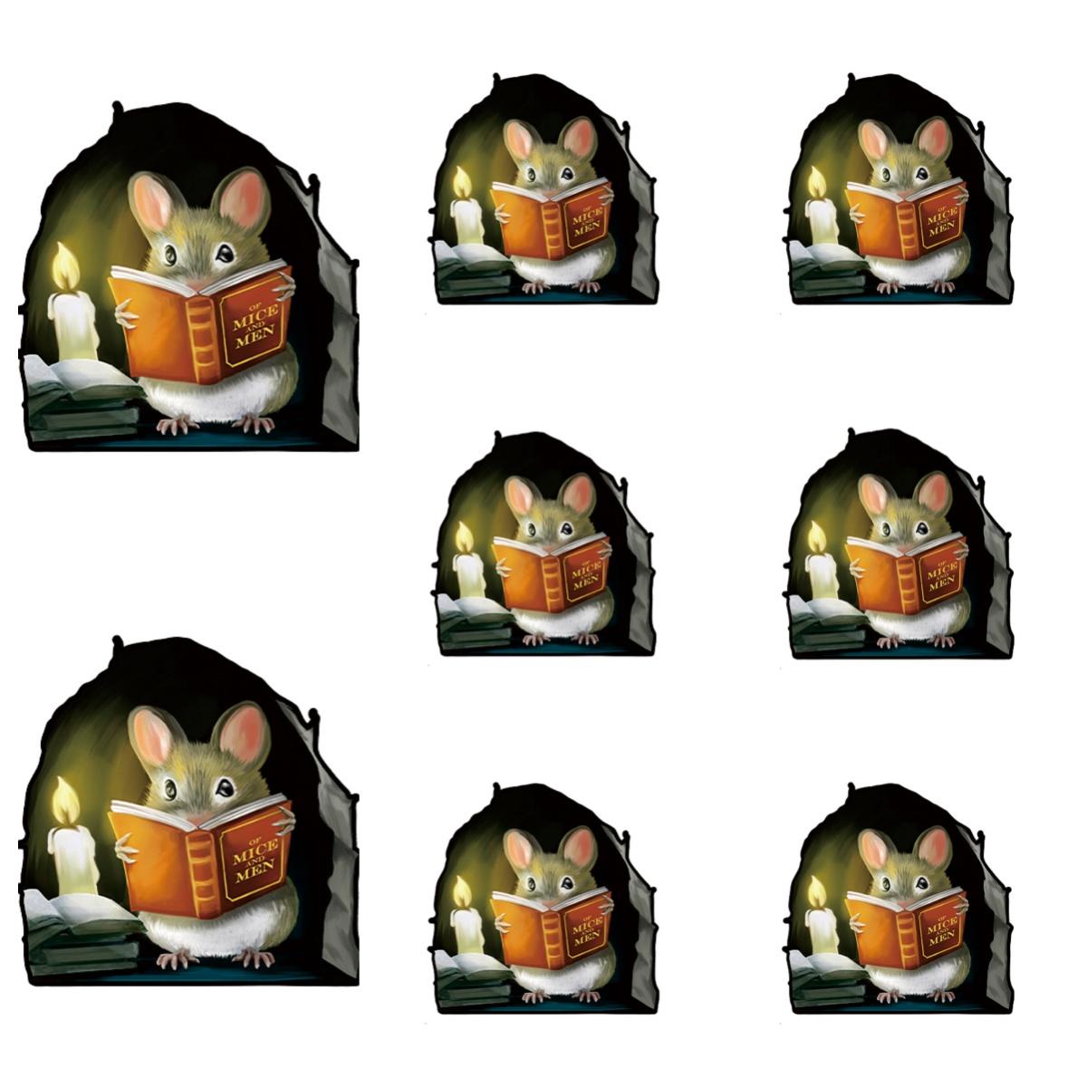 Weihnachtsmaus-Wandloch-Aufkleber, Maus-Lesebuch-Wand-3D-Aufkleber, lustiger, bezaubernder Wand-Eckaufkleber, Kinderzimmer, Kinderzimmer, Weihnachtsdekoration 8pc