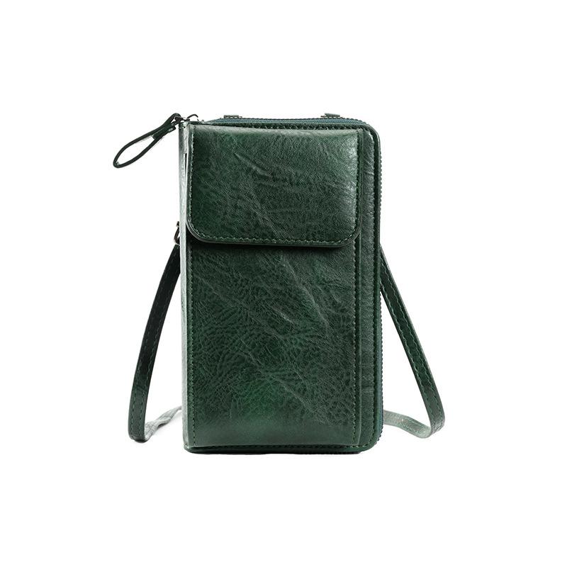 Handy-Geldbörse, Smartphone-Geldbörse, Leder, Schultergurt, Handtasche, Damen, taktile Outdoor-wasserdichte Tasche grün