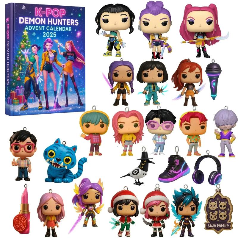 *Neuer Weihnachts-Kpop Dämonenjagd 24-teiliger Adventskalender Überraschung Blind Boxes Für Halloween Mystery Box Geschenke Spielzeug beige
