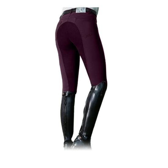 Damenmode, hohe Taille, elastische Reithose, Pferderennen, schmale Hose S wein rot