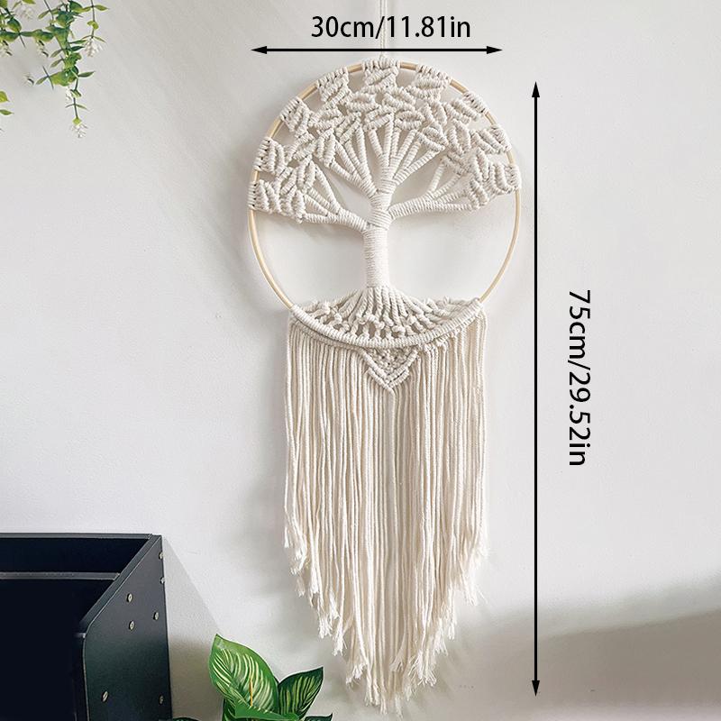 Handgefertigter Makramee Wandbehang Großer Baum des Lebens Boho Wanddeko für Schlafzimmer Kinderzimmer Wohnung Studentenwohnheim Heimdekoration Geschenk Mädchen weiß