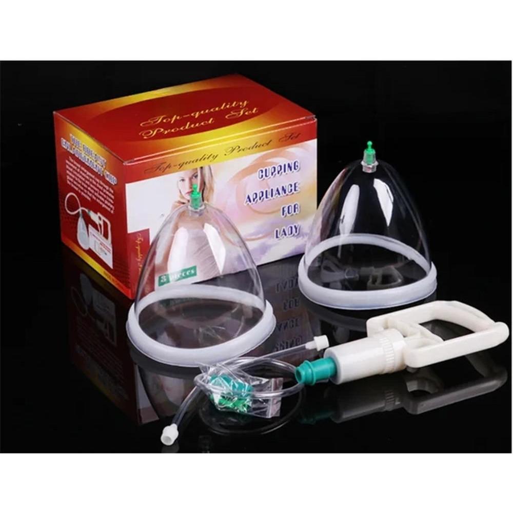 Brustmassage-Vakuumbecher Weibliche Milchpumpe Doppelte Saugnapf Gesäßstraffung Vakuummaschine 1 Set gray