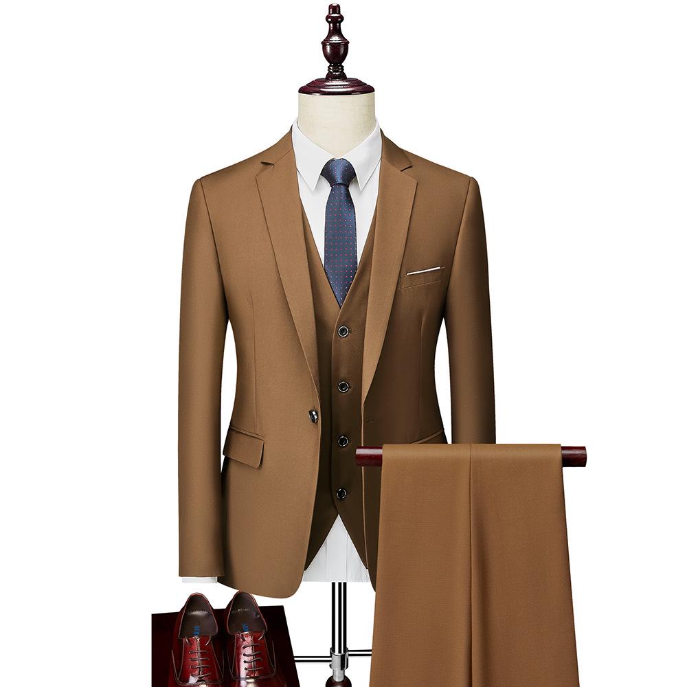 Dreiteiliger Business-Freizeitanzug für Herren, Hochzeitsanzug, Herrenbekleidung, stilvolle Anzüge und Blazer XXXXXL khaki