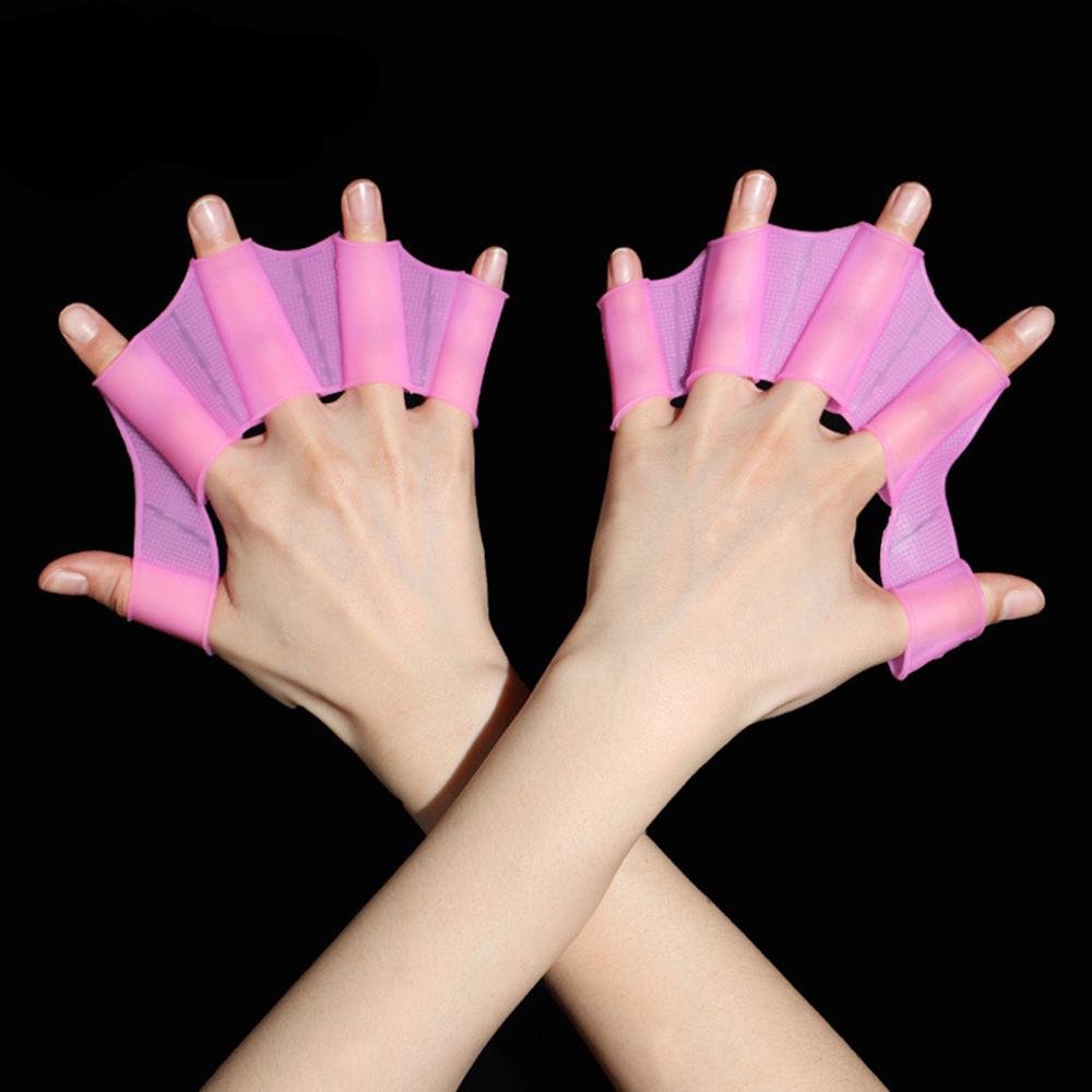 Silikon-Schwimmflossen, Flipper, für Männer und Frauen, Schwimmbecken, Sport, professionelles Training, Finger, Hand, Schwimmhäute, Handschuhe, Paddelausrüstung M rosa