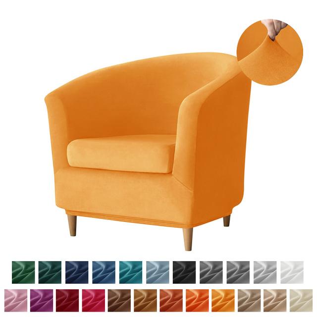 Split Velvet Club Tub Armchairs Stuhlhussen Stretch Solid Color Sofa Schonbezug Sofa Couchbezug für Bartheke mit Sitzbezug orange