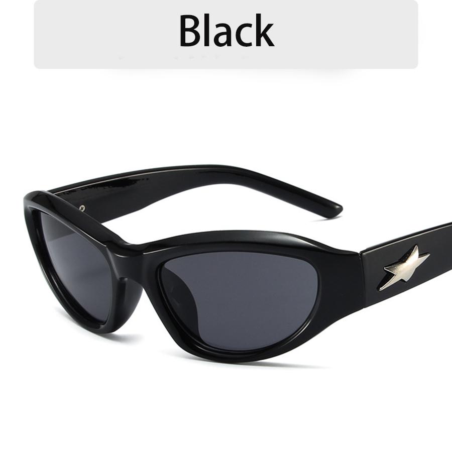 Modische Brillen Cat-Eye-Sonnenbrille Y2K-Stern-Sonnenbrille Nicht polarisiertes Modeaccessoire schwarz