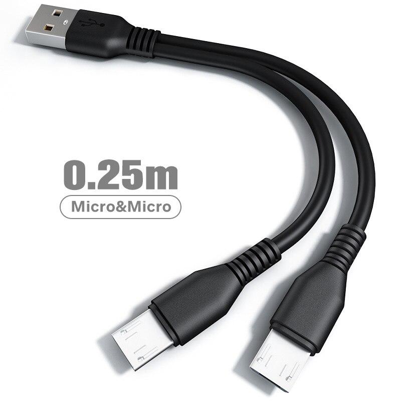 FONKEN Micro USB Kabel Splitter Kabel 2 In 1 Typ C Ladekabel 2 USB Kabel Handy Kabel Android kabel Für Xiaomi Samsung Micro & Micro 0.25M schwarz
