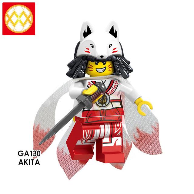 Einzelne Spielzeuge Ninja-Blöcke Akita-Bausteine Kinderspielzeug Keine Box schwarz