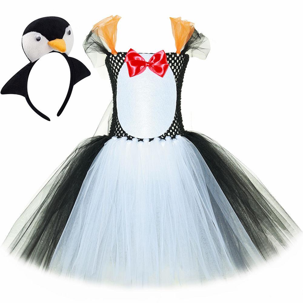 Pinguin Kostüm Mädchen Halloween Karneval Party Bühnenauftritt Tutu Kleid Mädchen Ausgefallenes Tier Verkleidung Outfit Niedliche Kleidung 9T gray