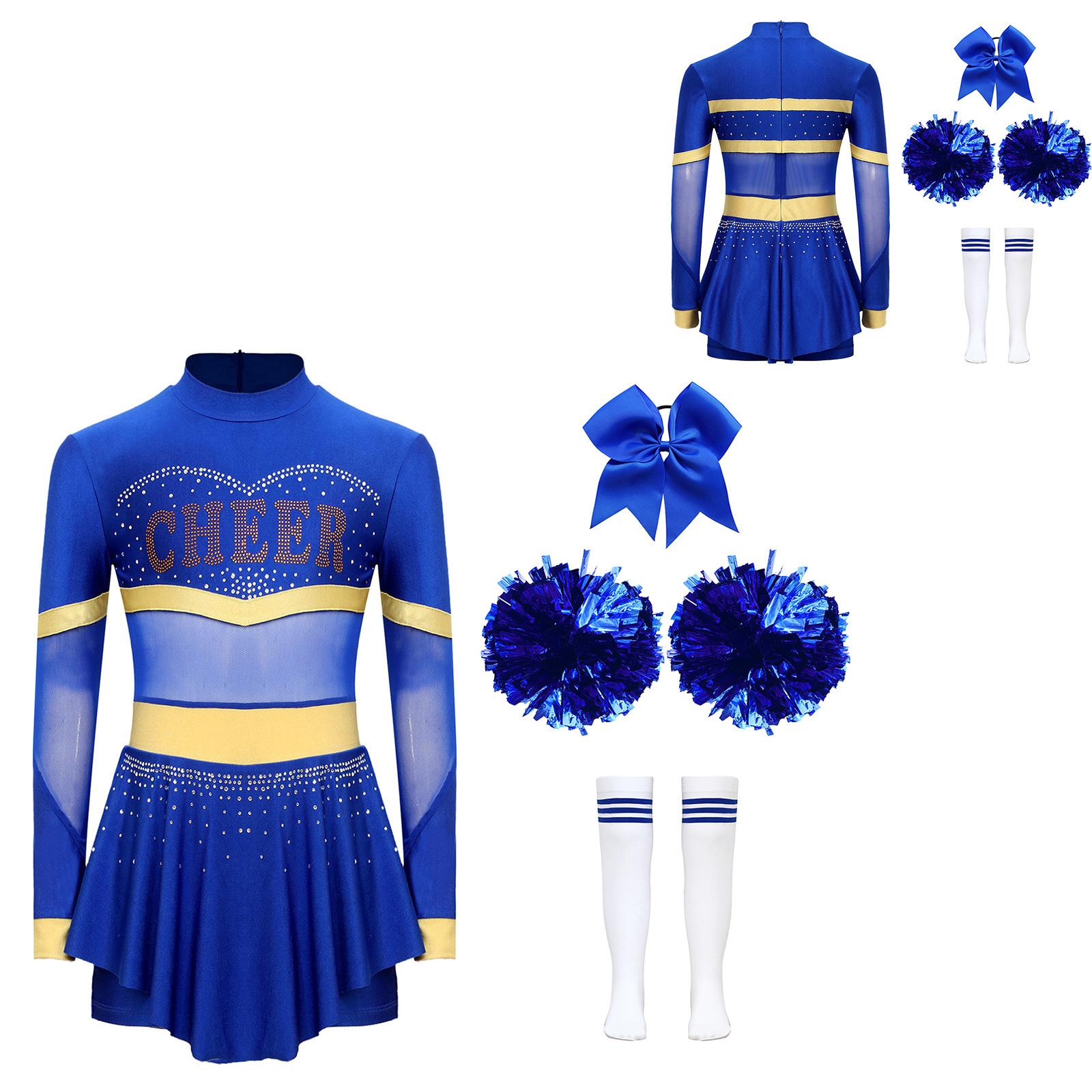 Kinder Mädchen Cheerleading Outfits Halloween Kostüm Cheerleader Cosplay Kostüm Tanzparty Tragen 7-8 Years