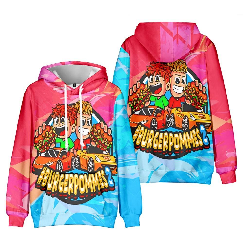 10 Farben Mode für Fans von Burgerpommes ICrimax Grafik bedrucktes Sweatshirt Outdoor Sport Cosplay Pullover Hoodie Cosplay Kostüm XS rosa