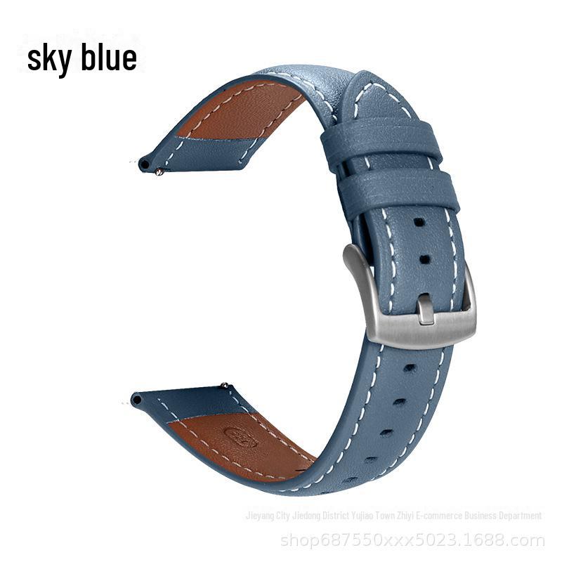 Echtlederarmband für Huawei GT2/GT3/GT4, Samsung S1, Apple – Smartwatch-Dornschließe Huawei/Samsung interface [22mm] himmelblaue