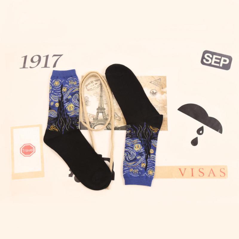 Mode Socken Neuheit Berühmte Ölgemälde Kunst Socken Frauen Männer Unisex Socken Baumwolle Socken One Size
