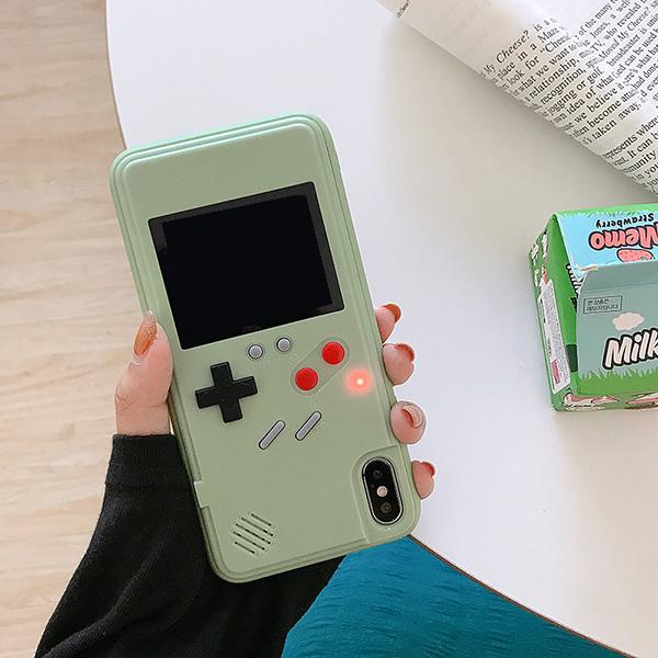 Gameboy Handyhülle, Spielekonsole mit klassischem Spiel-Farbdisplay, spielbare Videospiele, Handyhülle für iPhone 15 13 12 11 14 Pro Max X XR XS Max/S23 S22 iphone 14promax grün