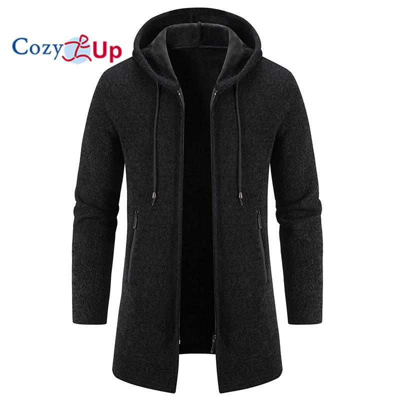 Cozy Up Herren-Pullover, Strickjacke, Reißverschluss, Pullover, Jacke, gestrickt, einfarbig, mit Kapuze, stilvoll, Outdoor, Zuhause, Bekleidung, Winter, Herbst M schwarz