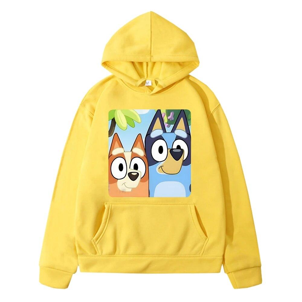 Blueys Anime Hoodie Sweatshirt Fleece Pullover Herbstjacke Blueys Dog Britische Cartoons Hoodies y2k Sudadera Kinderkleidung Mädchen 130 gelb