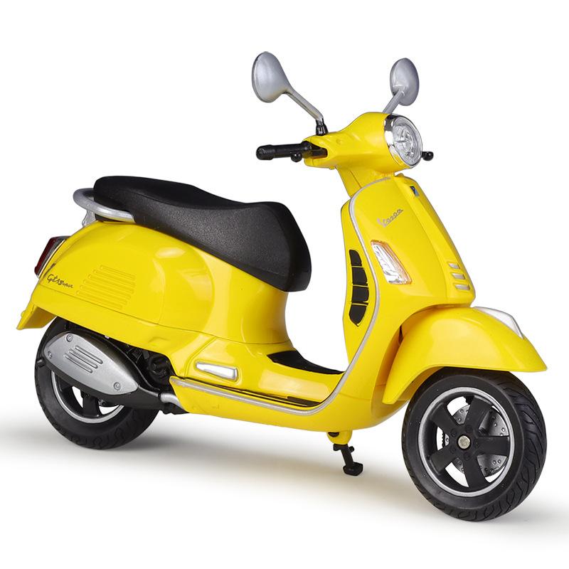 WELLY 1/12 2020 Vespa GTS Super Legierung Freizeit Motorrad Modell Metall Straßen Motorräder Modell Simulation Kinderspielzeug Geschenk gelb