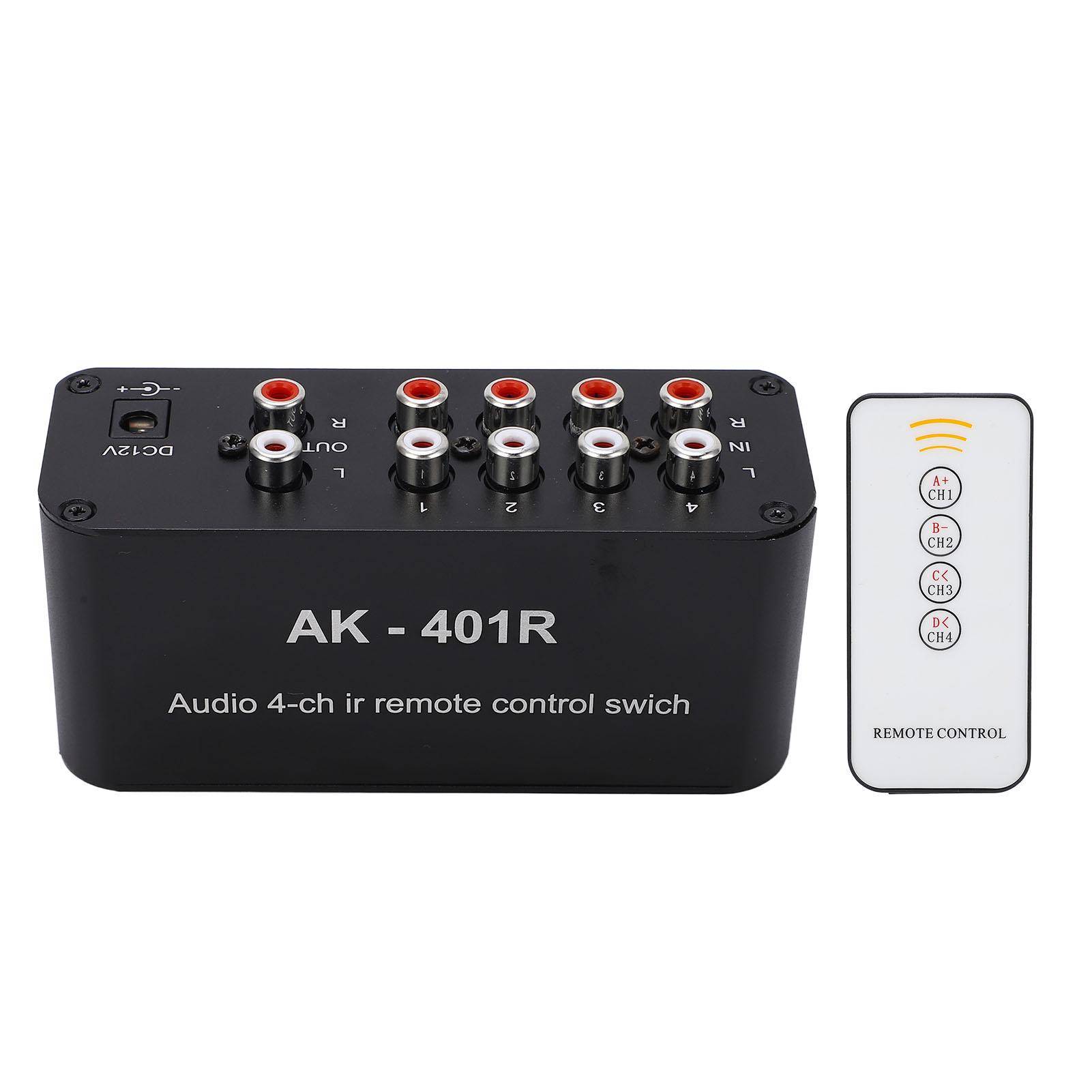 Audio-Schalter 1 Eingang 4 Ausgang DC 12 V RCA-Signalwähler Audio-Splitter mit Fernbedienung