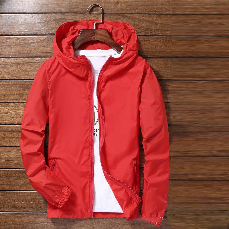 Schnelltrocknende Jacke Radfahren Laufen Sonnenschutz Wasserdicht UV Damen Herren Dünne Oberbekleidung Ultraleichte Jacke Herren Winddichte Jacke S rot