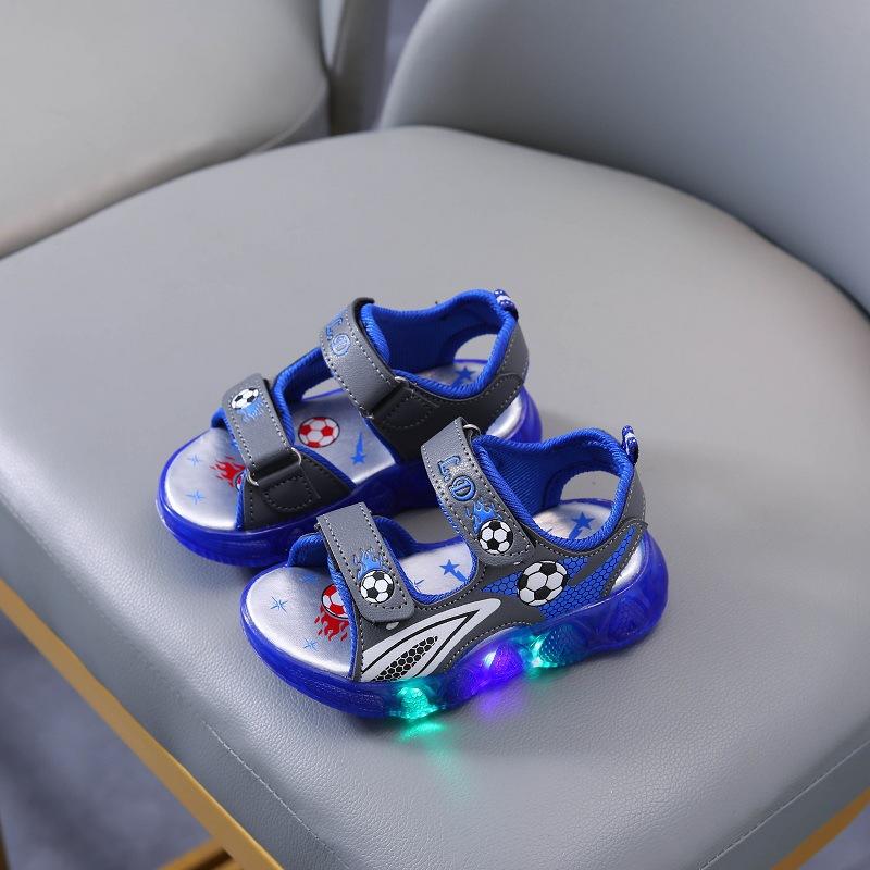 Kinder LED Leuchtschuhe Kleine Jungen Sandalen Mit Lichtern Kinder Leuchtende Licht Strand Sandalen Kinder Glänzendes Licht Weiche Sohle Sandalen 27 blau