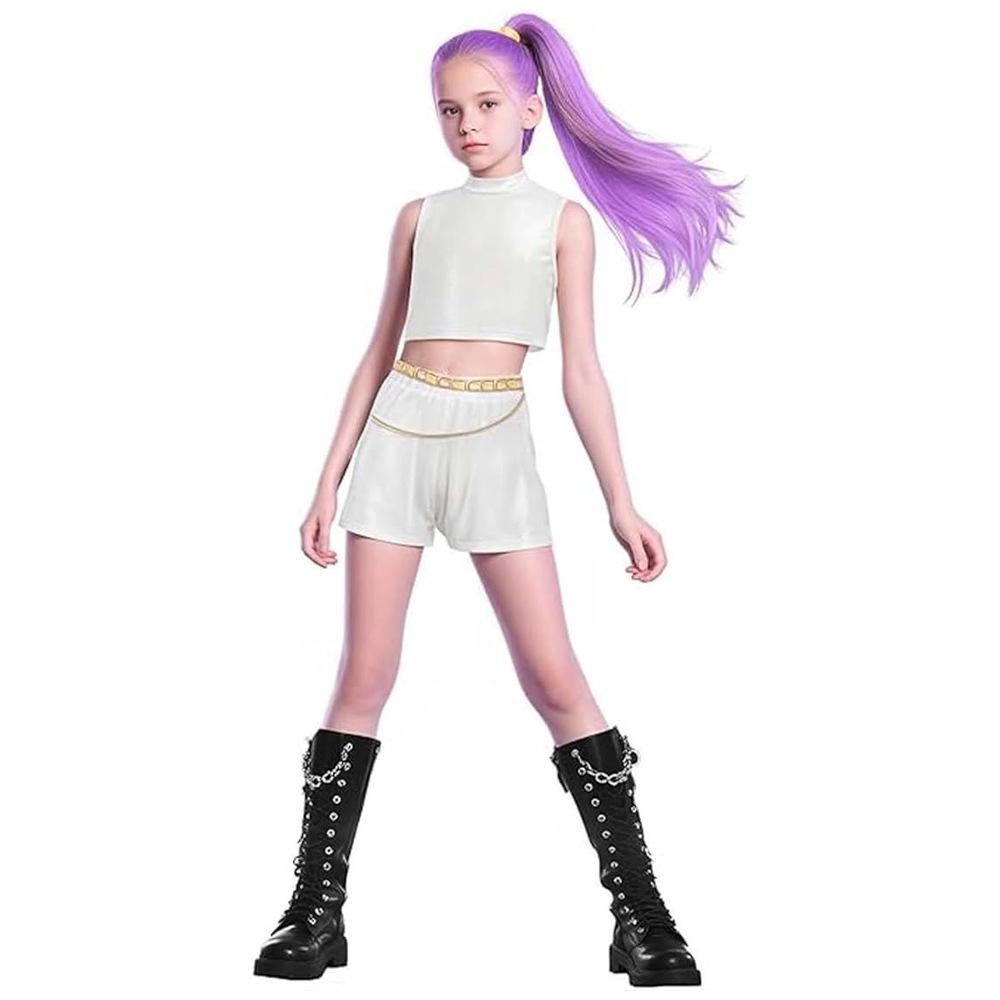 Kpop Dämonenjäger Cosplay Kostüm Rumi Zoey Mira Cosplay Mädchen Stil Kinder Bühnenauftritt Kleidung Halloween 160 cm white