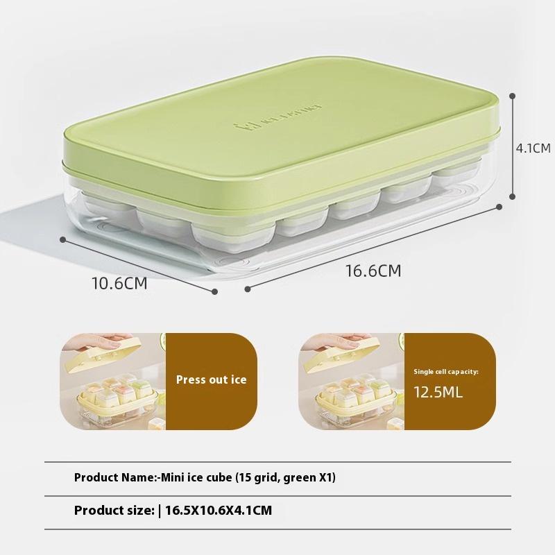 15 Mini Eiswürfel Silikon Eiswürfelform Eiswürfelpresse Tragbares Heim Eiswürfelartefakt mit Deckel Heim Eishockey beige