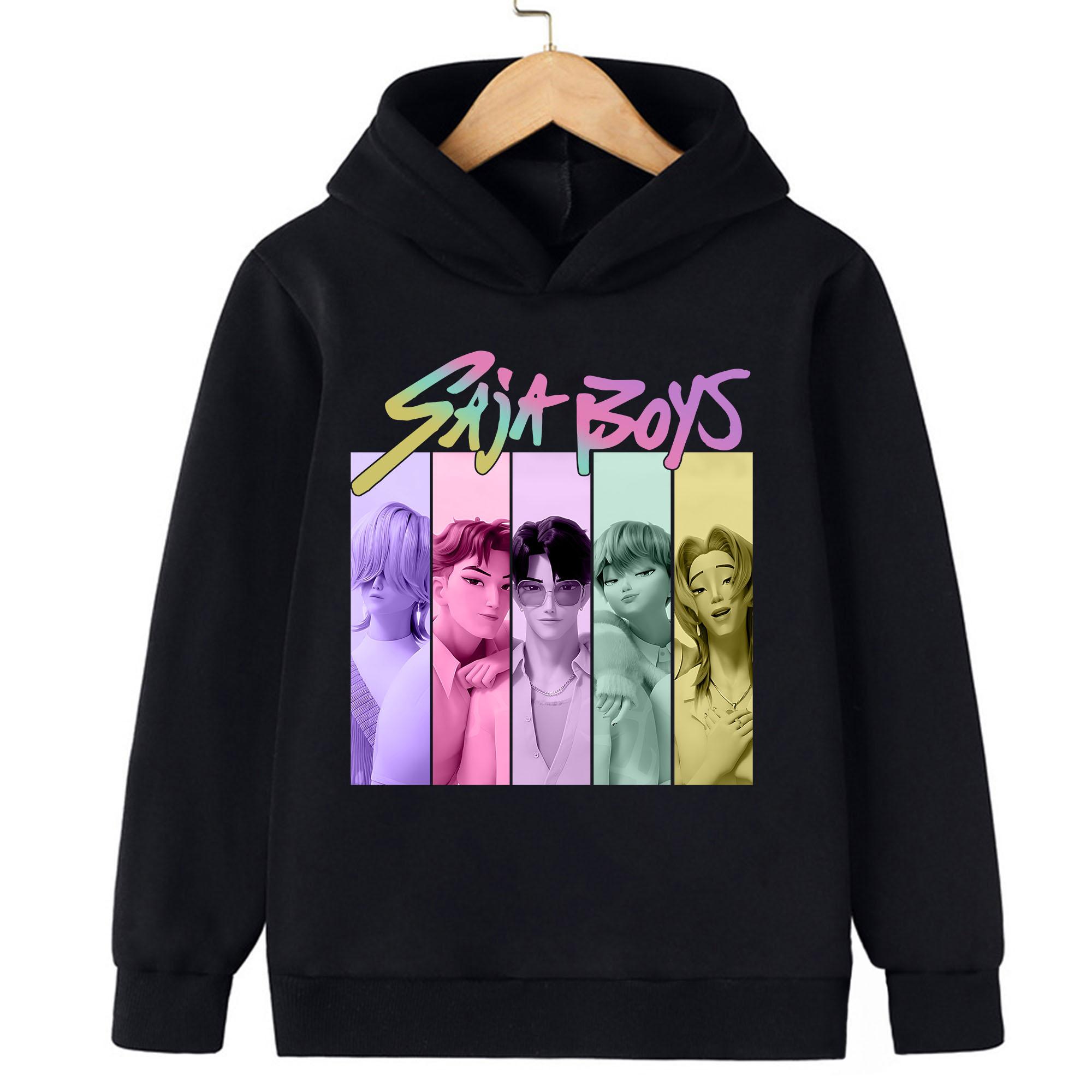 Kpop Hexenjagd Kinderbekleidung einschließlich Jungen- und Mädchen-Frühlings- und Herbst-Hoodies Modische Sweatshirts 5-6Y