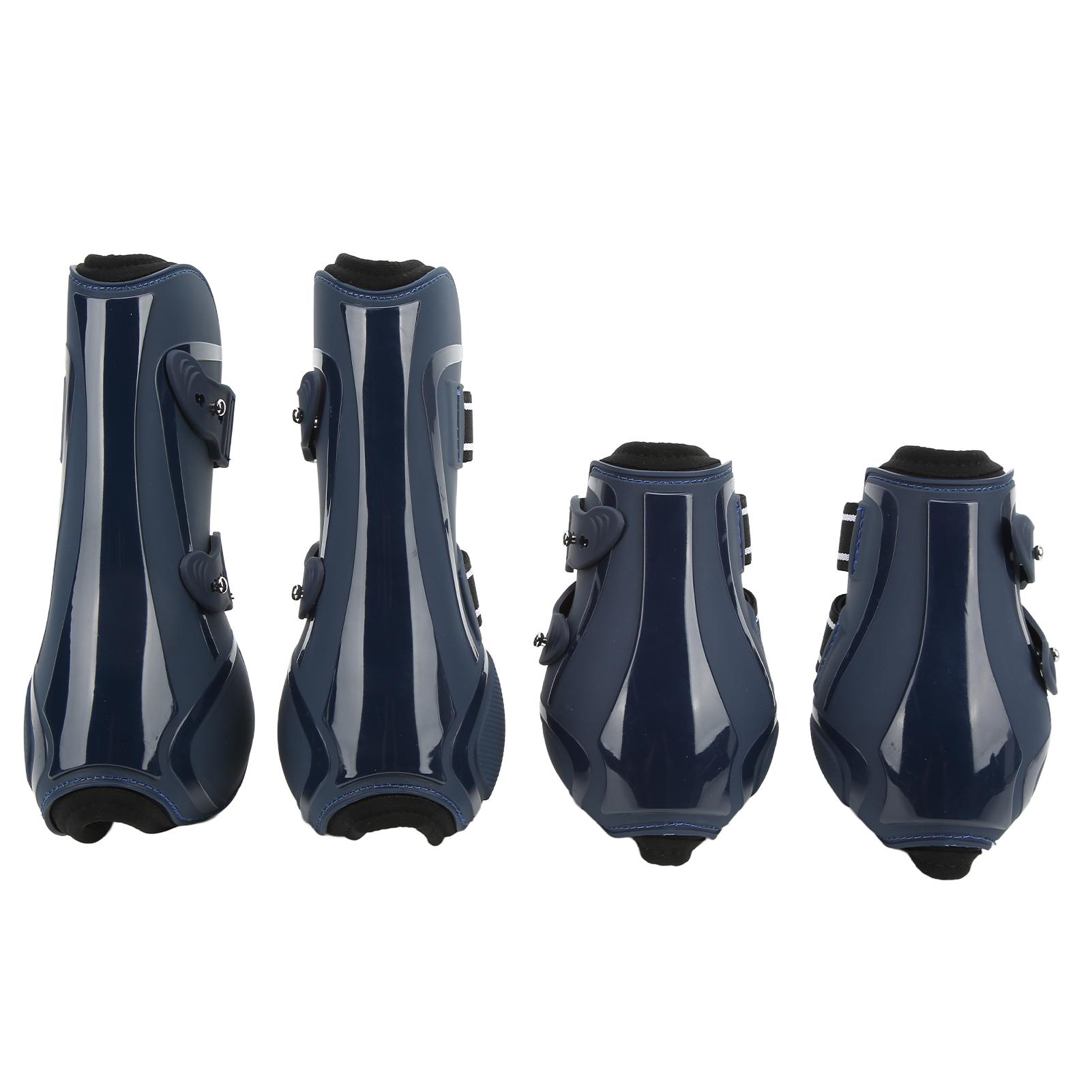 4Pcs Pferd Bein Schutz Stiefel PU Neopren Verdickt Schock Absorbieren Pferd Bein Stiefel für M(59cm / 23.2in Long)