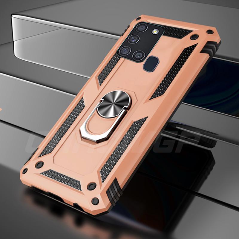 Für Samsung A21S Hülle, luxuriöse Rüstungsring-Handyhüllen für Samsung Galaxy A21S, stoßfeste magnetische Schutzhülle für Samsung A 21S A21 S 6,5 Zoll Samsung Galaxy A21S rose gold