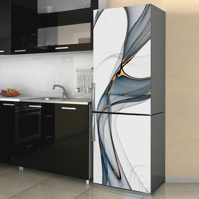 Geometrische Muster Wand Kühlschrank Aufkleber für Esszimmer Home Dekoration Ziegel Tasse Schrank Lebensmittel Vinyl Kunst Wand Aufkleber Kühlschrank 60x180cm(1 pcs)