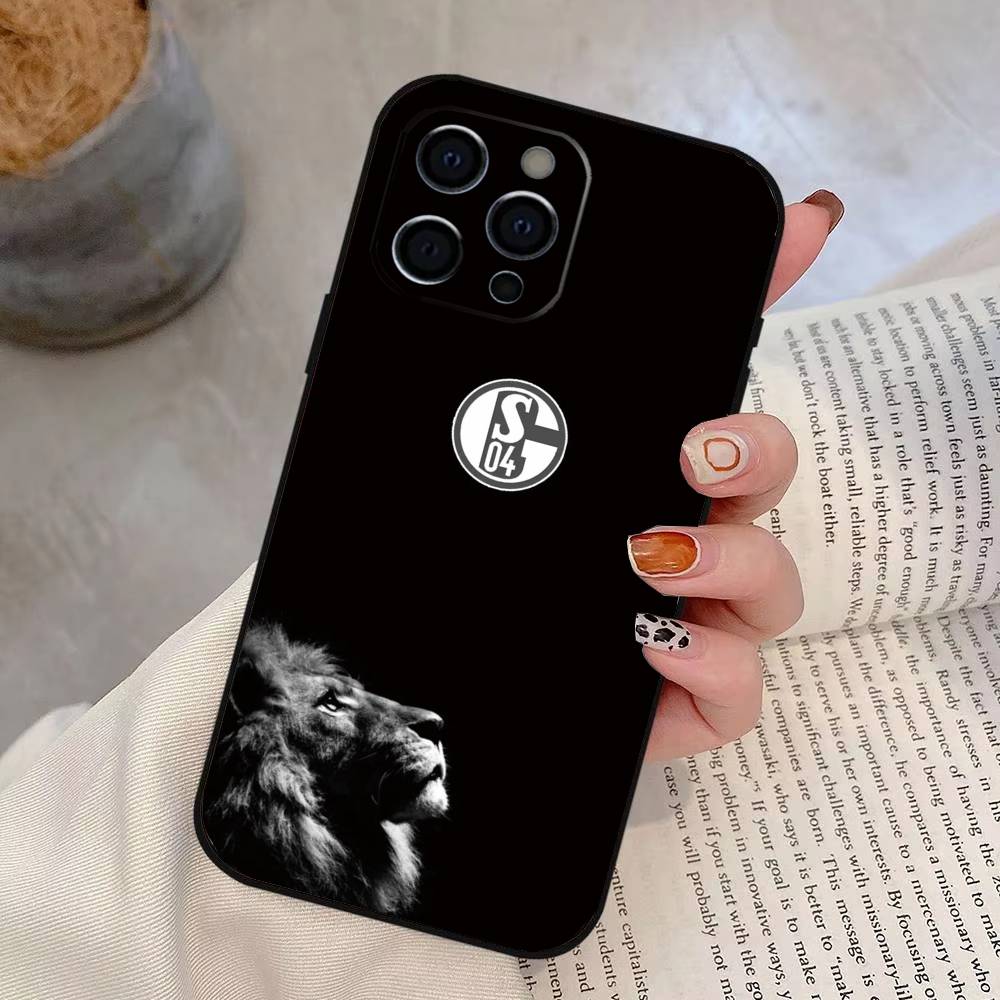 S-Schalke 04-PC Handyhülle für iPhone 17,16,15,14,13,12,11 Plus,Pro Max,XS,Weiches Silikon Schwarze Hülle iPhone13Pro