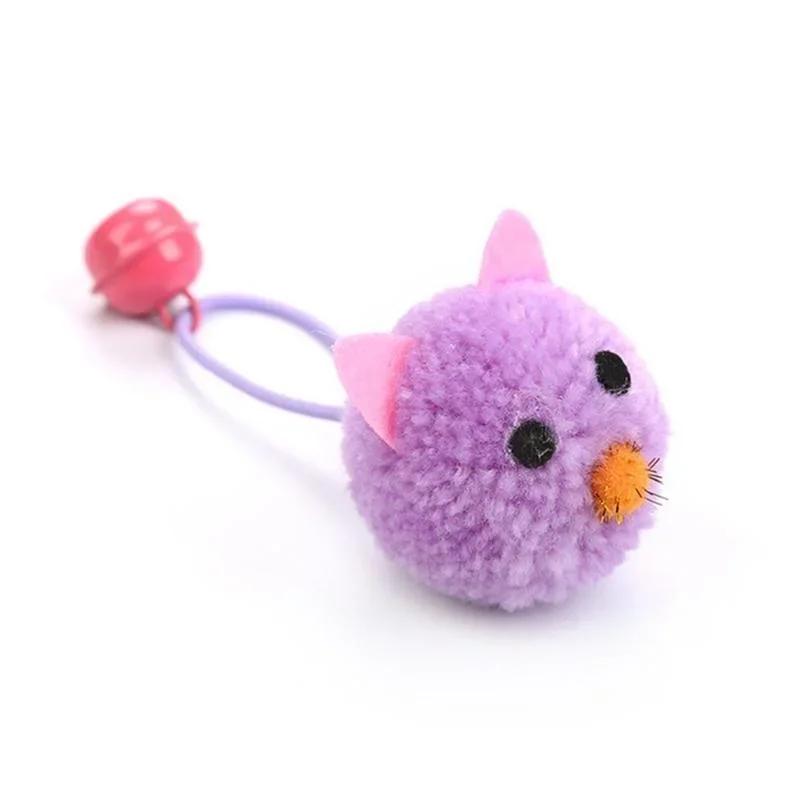 Katzenspielzeug, Plüschmaus, Kopf geformte Glocke, interaktives Spielzeug, lustiges buntes Katzenplüschtier violett