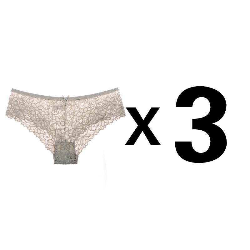 1/3 STÜCK Sexy Spitzen-Slips Damenmode Gemütliche Dessous Verführerische Hübsche Slips Hochwertige Baumwolle Niedrige Taille M navy blau