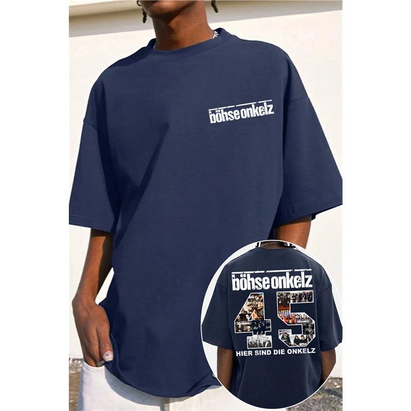 Böhse Onkelz Konzert 45th Anniversary Gedenk-T-Shirt Herren Damen Oversized Unisex Baumwolle High Street Harajuku Weiblich Männlich Bequeme Kleidung XXXL schwarz