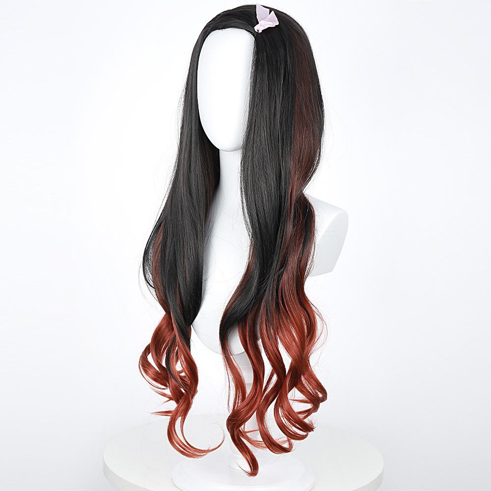 Nezuko Cosplay Perücke Cosplay Lockige Schwarz Orange Farbverlauf Perücke Cosplay Hitzebeständige Synthetische Perücken One Size