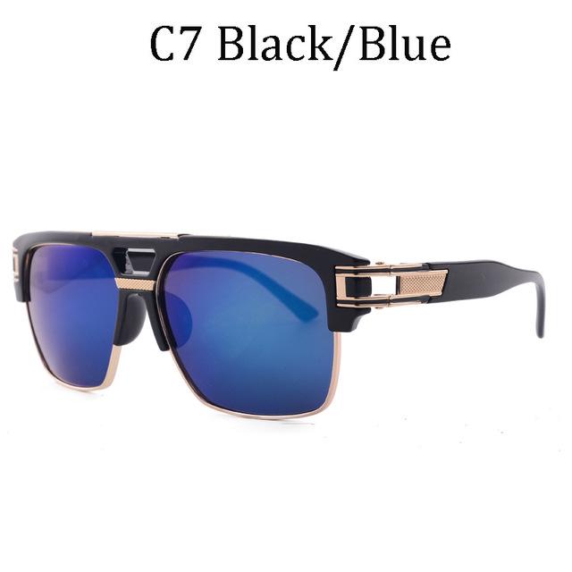Mann Frauen Flache Spiegel Sonnenbrille Unisex Mode Vintage Quadrat Sonnenbrille Marke Designer Sonnenbrille None