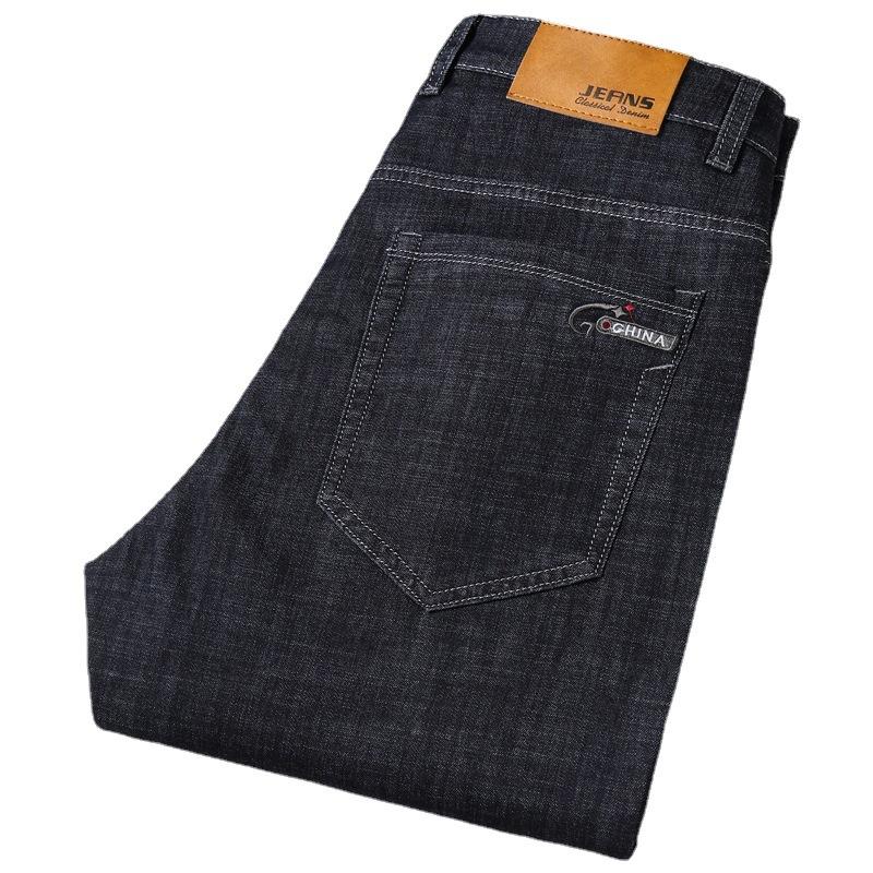 Weiche Jeans für Herren, Stretch-Jeans mit geradem Bein für Herren, lockere Business-Hose 36 schwarz
